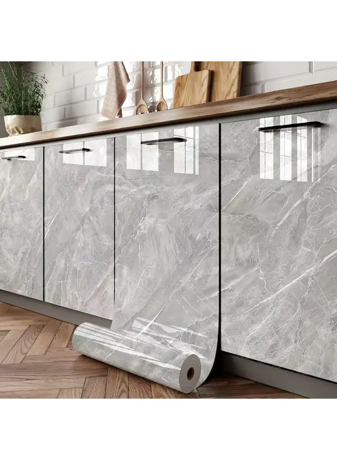 Self Adhesive Waterproof Bathroom Wallpaper Putty Gray Marble Tile Stickers For Renovating Bathrooms Kitchens Wall Countertops Cabinet Doors 78 74 Inch Long 15 75 Inch Wide - Image 4