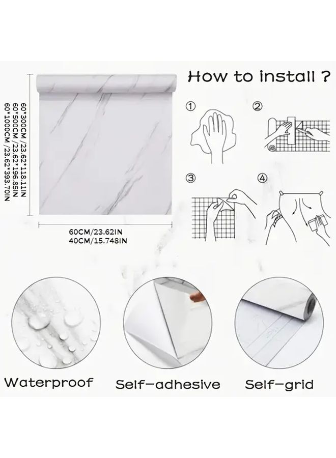 Self Adhesive Waterproof Bathroom Wallpaper Putty Gray Marble Tile Stickers For Renovating Bathrooms Kitchens Wall Countertops Cabinet Doors 78 74 Inch Long 15 75 Inch Wide - Image 3