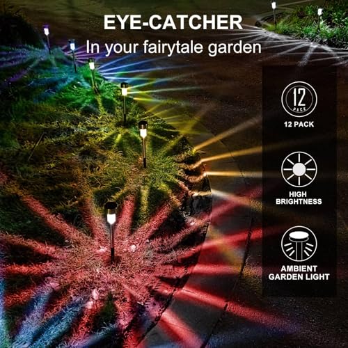 Dream Master Solar Lights Outdoor Waterproof, Stainless Steel LED Landscape Lighting, Solar Garden Lights, Outdoor Christmas Decorations for Yard, Pathway, Walkway, Patio, Lawn - 12 Pack (Multicolor) - Image 4