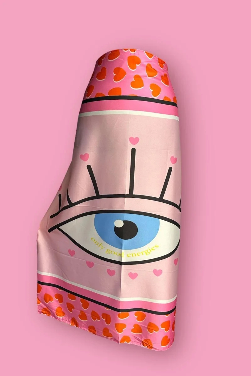 Bahels Special Design Pink Eye Pattern See Through Pareo 95*145 cm