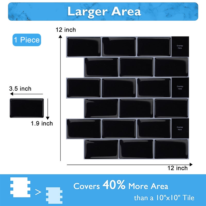Simple Modern 3D Small Black Brick Self-Adhesive Three-Dimensional Wall Stickers Kitchen Bathroom Anti-Oil Drip Glue Brick Pattern Wall Stickers - Image 4