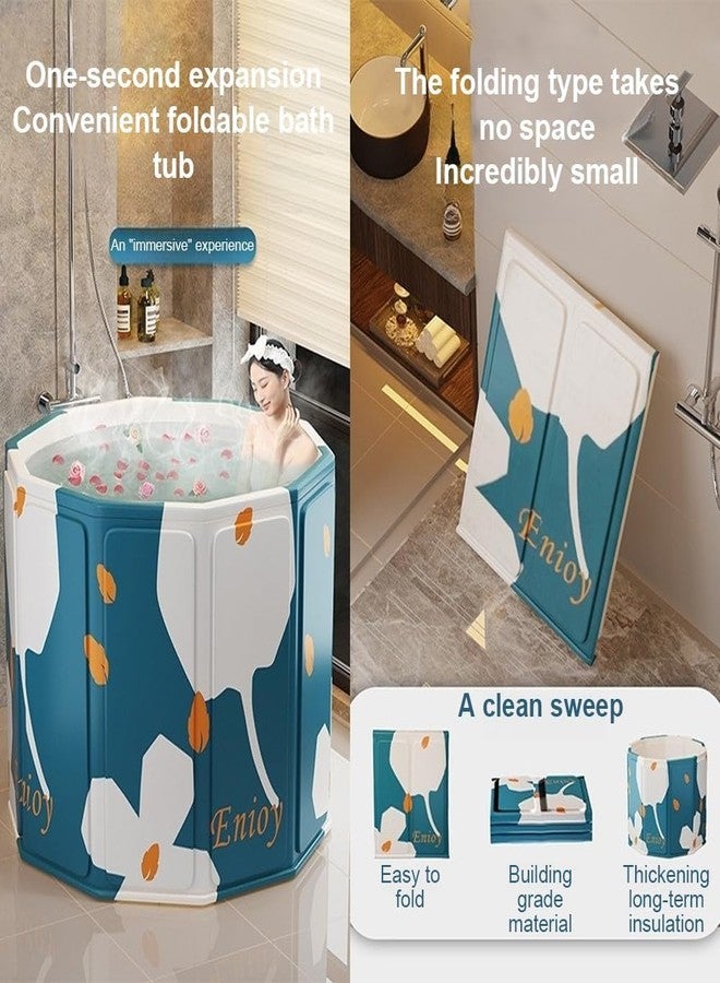 ABTRIX WITH AB Folding Bathtub for Adults, Portable Foldable Bath Tub for Bathroom with Thermal Insulation Foam, Ice Hot Soaking Spa Tub with Storage Bag, for Home or Outdoor Use (Blue) - Image 3