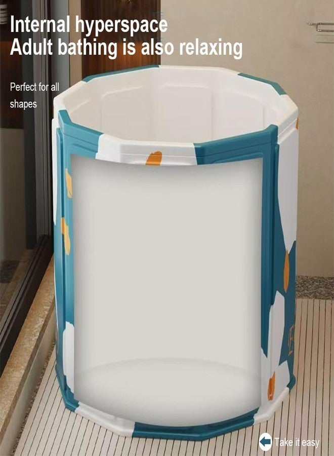 ABTRIX WITH AB Folding Bathtub for Adults, Portable Foldable Bath Tub for Bathroom with Thermal Insulation Foam, Ice Hot Soaking Spa Tub with Storage Bag, for Home or Outdoor Use (Blue) - Image 4