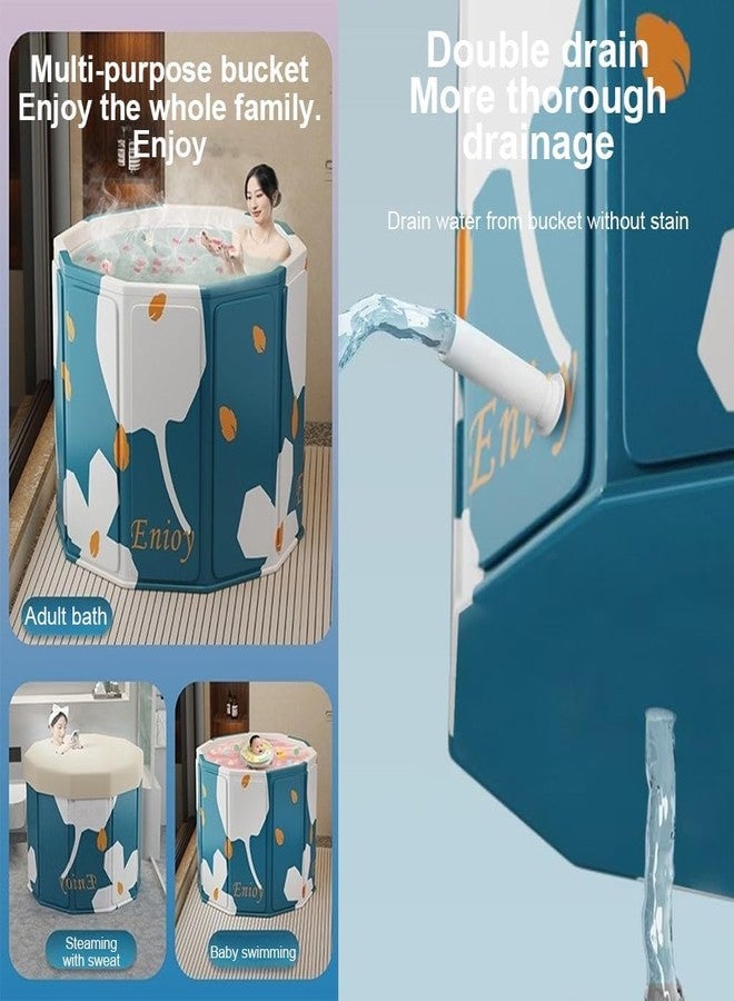 ABTRIX WITH AB Folding Bathtub for Adults, Portable Foldable Bath Tub for Bathroom with Thermal Insulation Foam, Ice Hot Soaking Spa Tub with Storage Bag, for Home or Outdoor Use (Blue) - Image 5