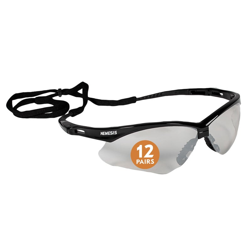 KleenGuard V30 Nemesis Safety Glasses (25685), Indoor / Outdoor Lens with Black Frame, 12 Pairs / Case - Image 1