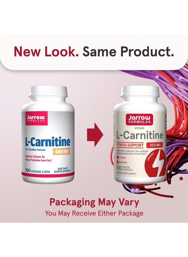 jarrow formulas L-Carnitine 500 mg, Dietary Supplement, Support for Cellular Energy Production, 100 Veggie Capsules, 100 Day Supply - Image 2