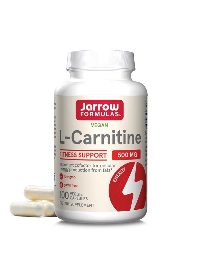 jarrow formulas L-Carnitine 500 mg, Dietary Supplement, Support for Cellular Energy Production, 100 Veggie Capsules, 100 Day Supply - Image 1
