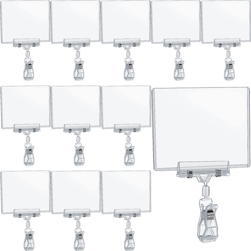 Epakh إيباخ 20 قطعة مشابك علامات دوارة لحامل الأسعار مشبك علامة دوار للحواجز أو الأنابيب مع 20 قطعة أكمام كرتونية صلبة واقي بطاقة PVC للرفوف متجر سوبرماركت (نمط مشبك الإبهام) - Image 1