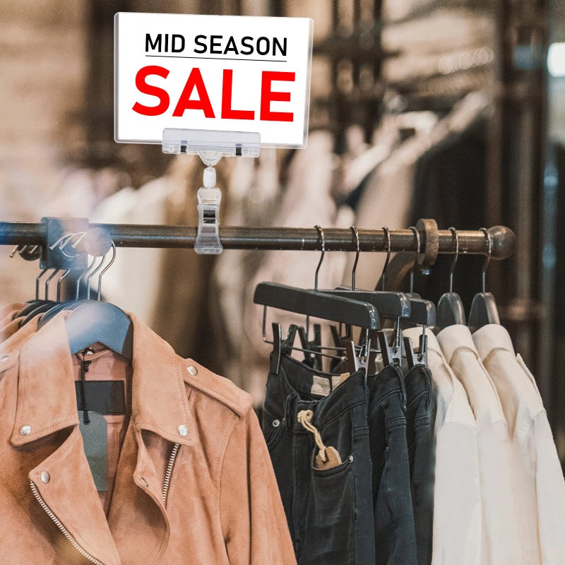 Epakh إيباخ 20 قطعة مشابك علامات دوارة لحامل الأسعار مشبك علامة دوار للحواجز أو الأنابيب مع 20 قطعة أكمام كرتونية صلبة واقي بطاقة PVC للرفوف متجر سوبرماركت (نمط مشبك الإبهام) - Image 4