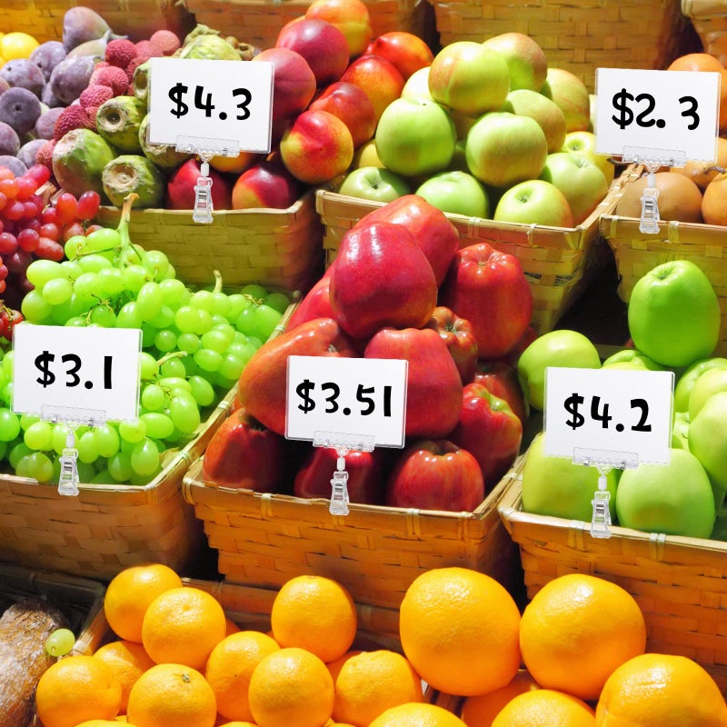 Epakh إيباخ 20 قطعة مشابك علامات دوارة لحامل الأسعار مشبك علامة دوار للحواجز أو الأنابيب مع 20 قطعة أكمام كرتونية صلبة واقي بطاقة PVC للرفوف متجر سوبرماركت (نمط مشبك الإبهام) - Image 5