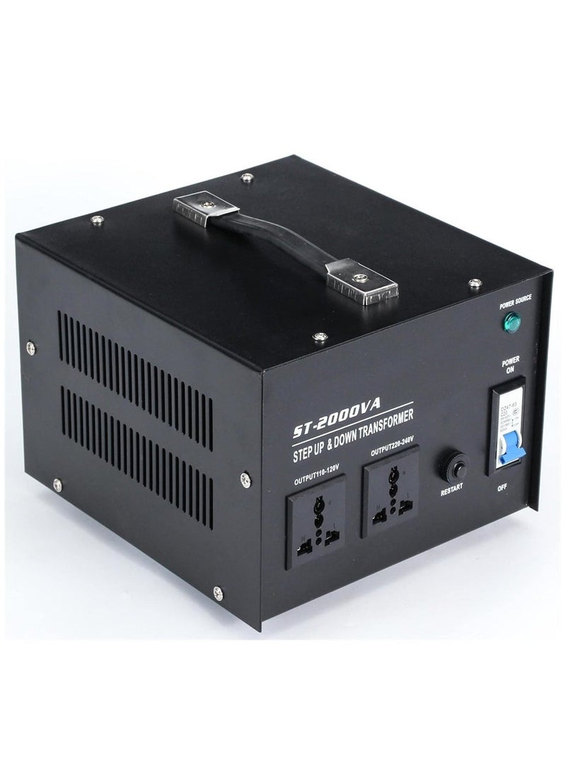 2000W Voltage Converter UK to US/ US to UK Toroidal Core Step Up and Down Voltage Transformer Output 110V - 120V / 220V - 240V Voltage Converter with UK Standard Plug Circuit Break Protection - Image 1