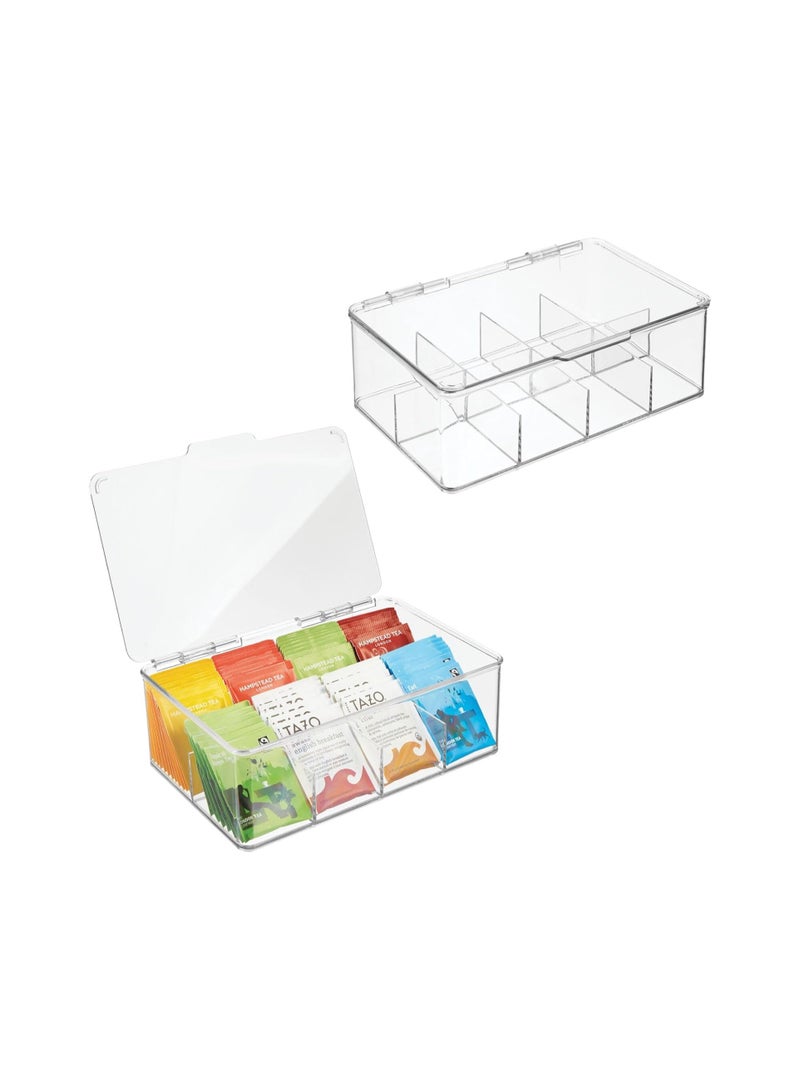 Easy Select Tea Chest Box - 1PC Tea Storage Box with 8 Compartments Holds up to 100 Tea Bags Each -Tea Organiser - Tea Bag Storage Box - Clear - Image 1