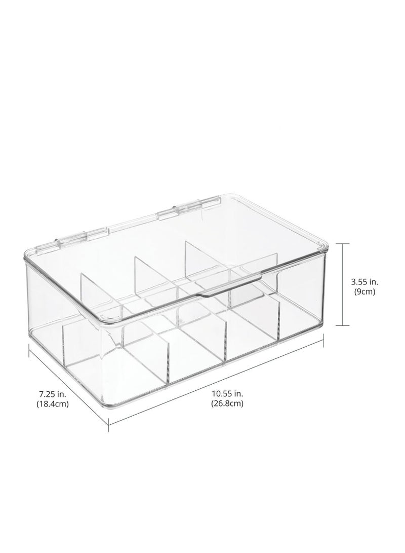 Easy Select Tea Chest Box - 1PC Tea Storage Box with 8 Compartments Holds up to 100 Tea Bags Each -Tea Organiser - Tea Bag Storage Box - Clear - Image 3