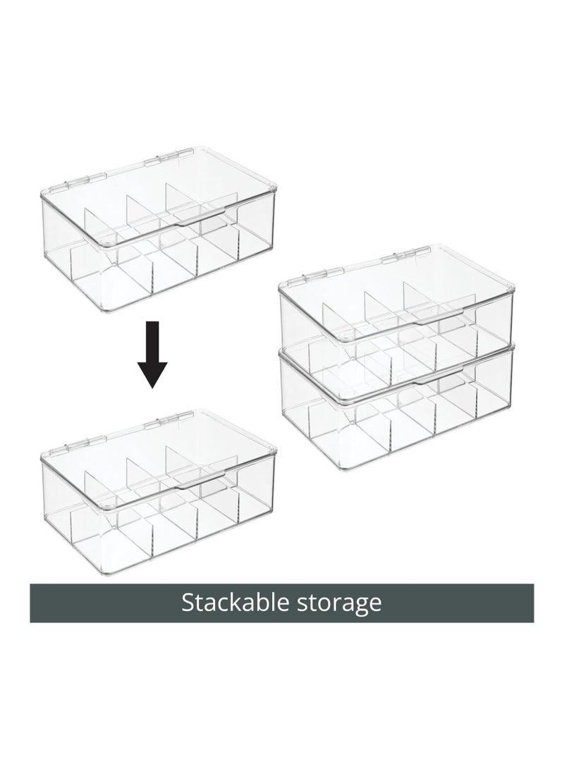 Easy Select Tea Chest Box - 1PC Tea Storage Box with 8 Compartments Holds up to 100 Tea Bags Each -Tea Organiser - Tea Bag Storage Box - Clear - Image 4