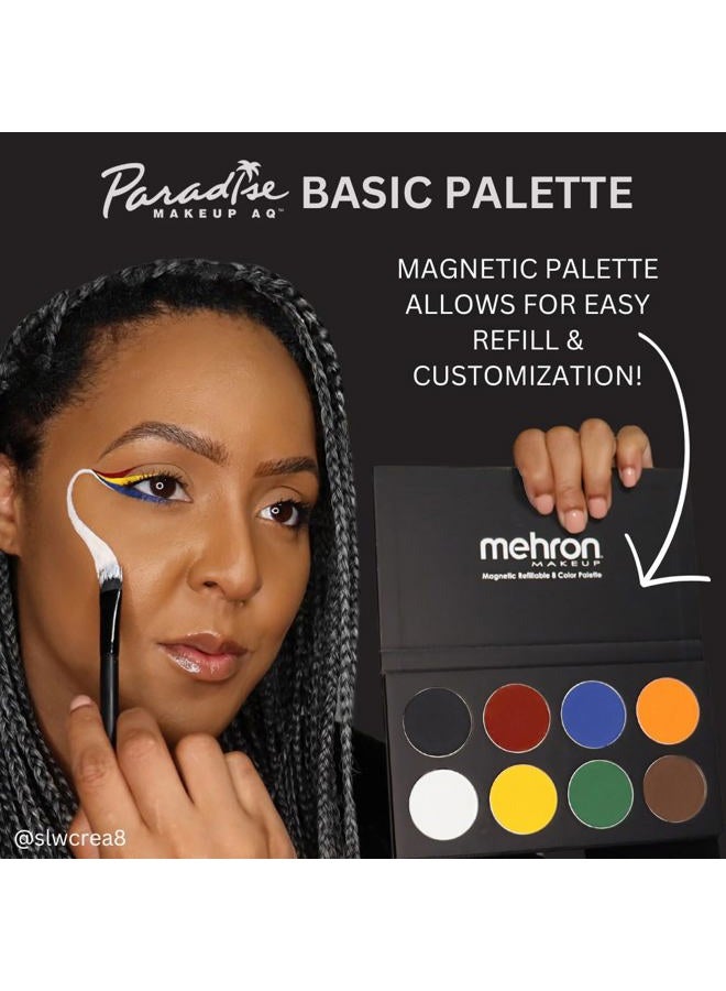 mehron Makeup Paradise Makeup AQ 8 Color Basic Palette | Magnetic Refillable Body Paint & Face Paint Palette | Professional & Water Activated | Costumes, SFX, Halloween, & Cosplay - Image 4