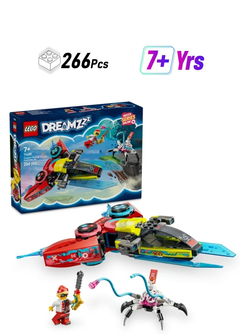ليغو DREAMZzz 2in1 Cooper’s Gaming Controller Jet Plane to Helicopter Set, Building Toy for Kids with a Minifigure and Spider Figure for Imaginative Play, Gift for 7 Plus Year Old Boys & Girls 71489 (266 pieces)