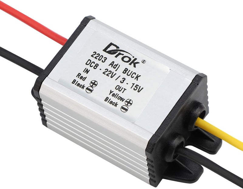 DROK Waterproof DC Buck Converter Voltage Regulator 8-22V to 3-15V 5V 12V 3A Adjustable Output Power Supply Transformer Step-Down Volt Module Board for Car Auto Vehicle Motor Regulated SR - Image 4