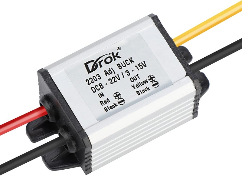 DROK Waterproof DC Buck Converter Voltage Regulator 8-22V to 3-15V 5V 12V 3A Adjustable Output Power Supply Transformer Step-Down Volt Module Board for Car Auto Vehicle Motor Regulated SR - Image 5