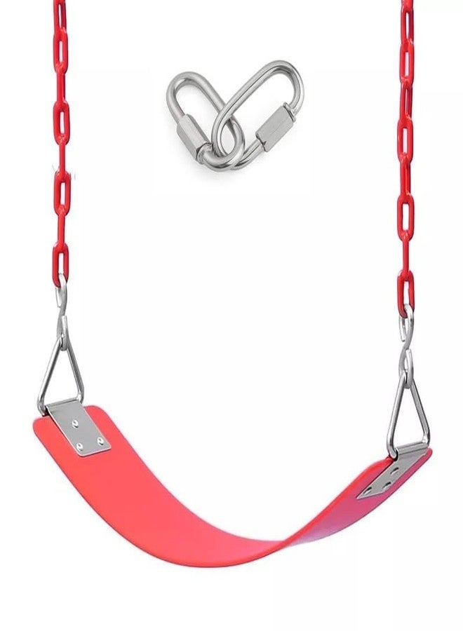 CHARMING TREASURES أرجوحة مرنة من تشارمينج تريجرز مع مجموعة حلقات مثلثة معدنية للأطفال/الكبار في الحدائق الخارجية والأشجار والفناء الخلفي مع سلسلة مغلفة بالبلاستيك (أحمر، 2 متر) - Image 1
