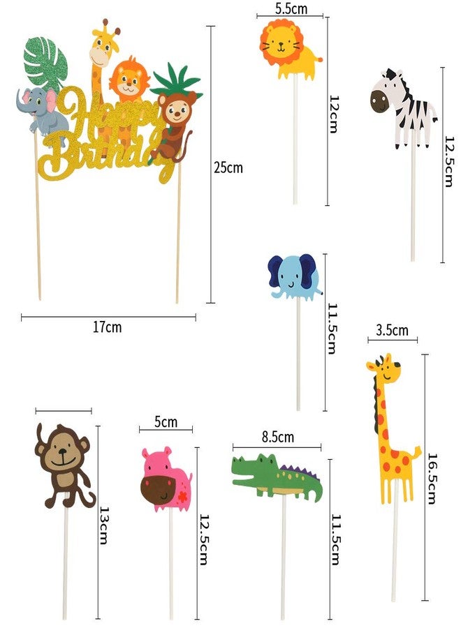 DIYASY 36 Pcs Safari Cake Topper Set, 7 Designs, 35 Assembled Animal Cupcake Toppers, 1 DIY Banner for Kids Safari Party Decorations - Image 3