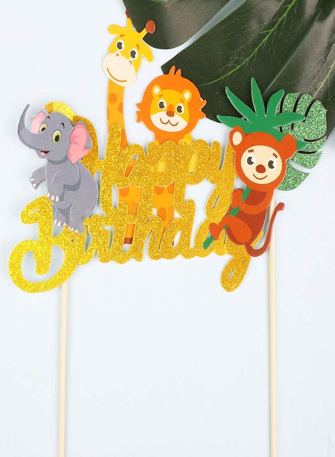DIYASY 36 Pcs Safari Cake Topper Set, 7 Designs, 35 Assembled Animal Cupcake Toppers, 1 DIY Banner for Kids Safari Party Decorations - Image 5