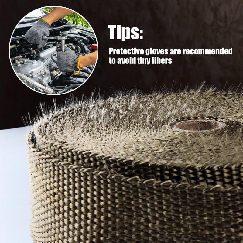 ilauke ilauke 15M*5CM Exhaust Wrap Roll Titanium for Motorcycle Heat Shield Tape + 15Pcs Stainless Ties - Image 2