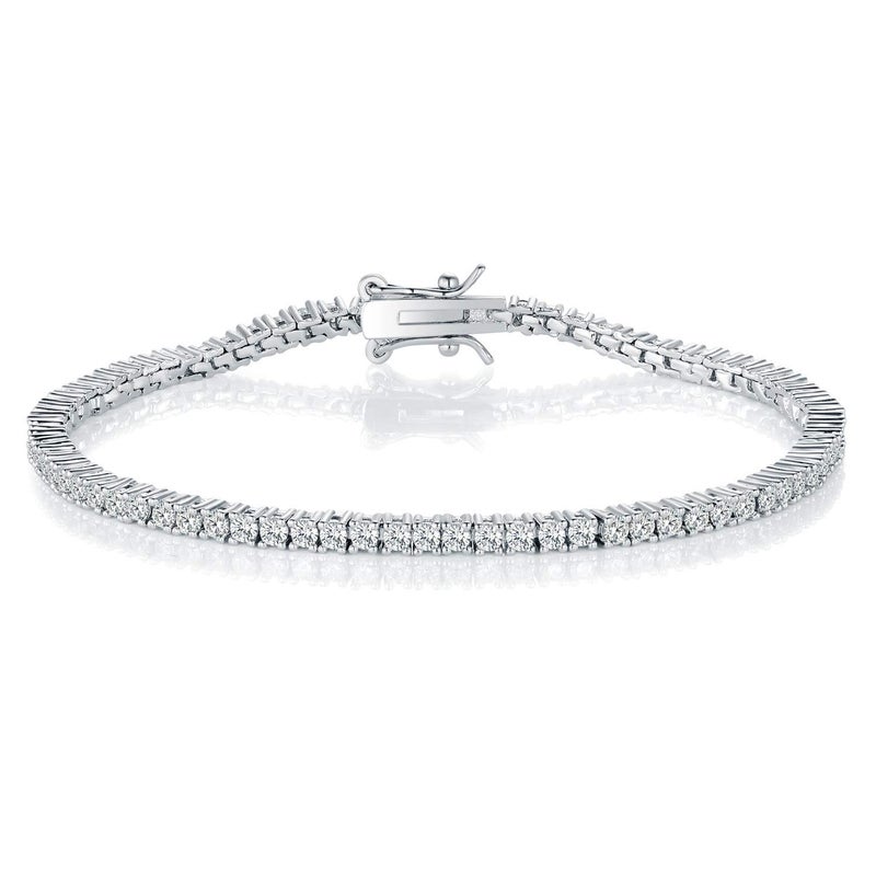 Gemsme 2.0MM Tennis Bracelet for Women and Men, 18K White Gold Plated Round 2mm Cubic Zirconia Classic Tennis Bracelet - Image 3