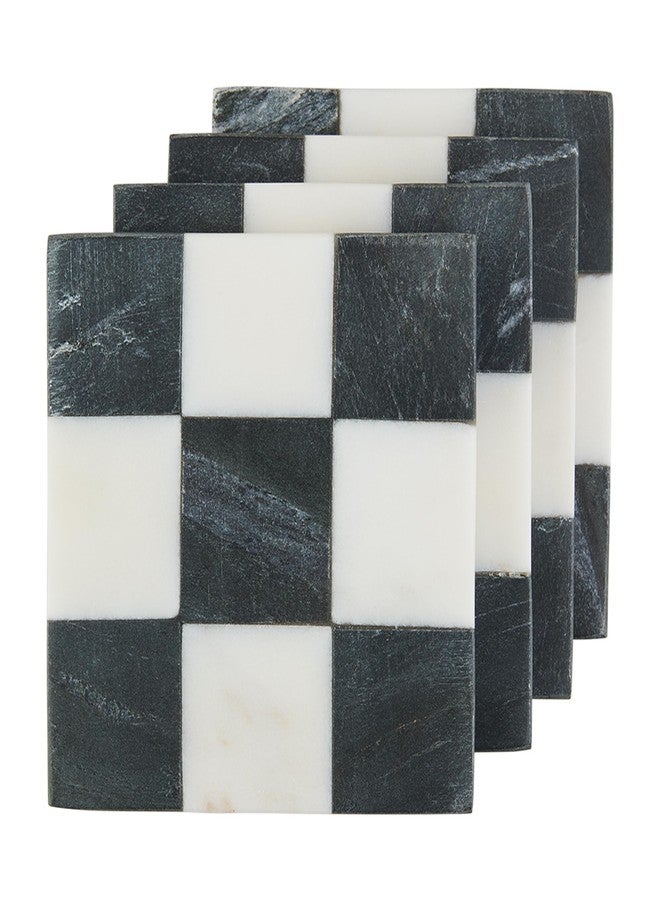 Mud Pie Square Checkered Coaster Set; 4" x 4"