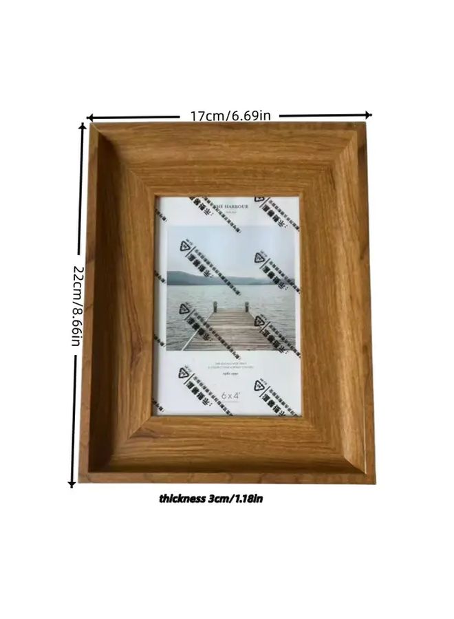 Wood Grain White 6 Inch Resin Retro Picture Frame Tabletop Or Wall Display - Image 4