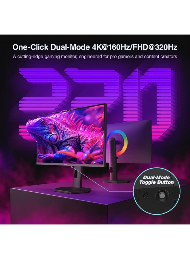 KOORUI 27-Inch 4K QD-Mini LED IPS Gaming Monitor | Dual-Mode UHD 160Hz or FHD 320Hz, 0.5ms, 99% Adobe RGB, HDR1400, 90W USB-C, HDMI 2.1 & DP 1.4, VESA Adjustable Stand – Tilt, Height, Swivel, Pivot S2741LM - Image 5