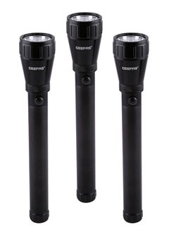 GEEPAS 3Pcs Geepas GFL51076 Rechargeable LED Flashlight, Waterproof Body | Hyper Bright Light  - Image 1