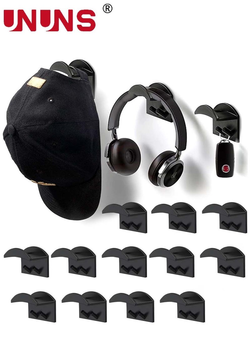 UNUNS 12 PCS Hat Rack For Wall,Hat Hook For Baseball Caps,Upgraded Adhesive Hat Holder,No Drilling,Strong Hat Hooks For Ear Headbands  - Image 1