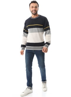 Andora Knitted Slip On Pullover_ Beige , Grey & Navy Blue  - Image 1