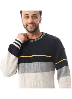 Andora Knitted Slip On Pullover_ Beige , Grey & Navy Blue  - Image 2