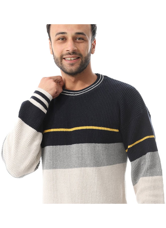 Andora Knitted Slip On Pullover_ Beige , Grey & Navy Blue  - Image 2