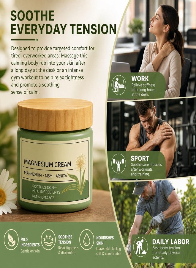 CHAOGKM Total Relief Magnesium Cream，Total Relief Soothing Nerve Magnesium Cream with MSM & Arnica，Nerve & Skin Soothing, Deeply Relaxes Muscles & Nourishes the Skin, Daily Skincare & Relaxation - Image 4