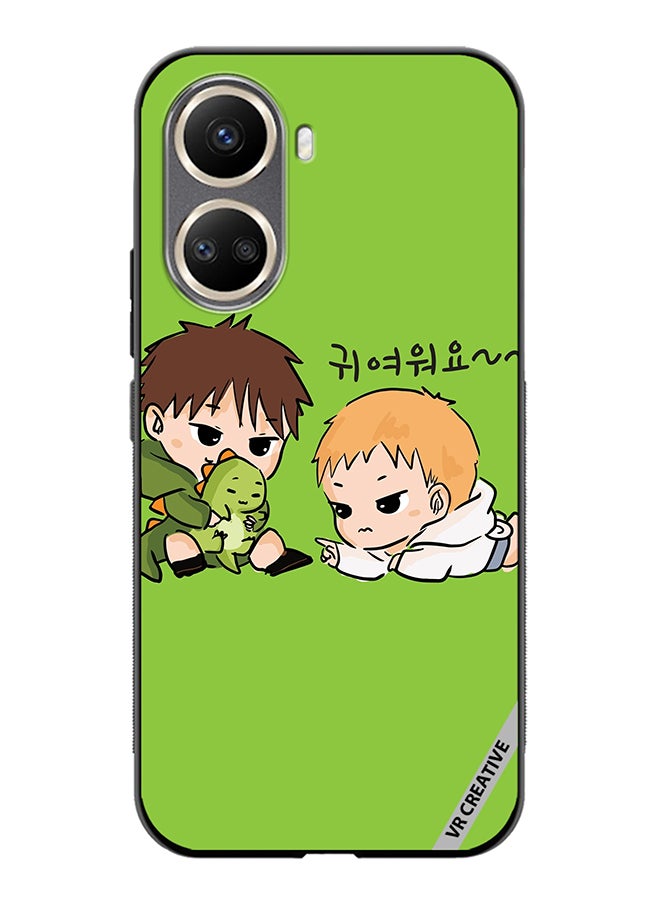 VR CREATIVE Protective Case Cover For Huawei Nova 10 SE Two Cute Kids Playing With Dino Design Multicolour - Image 1