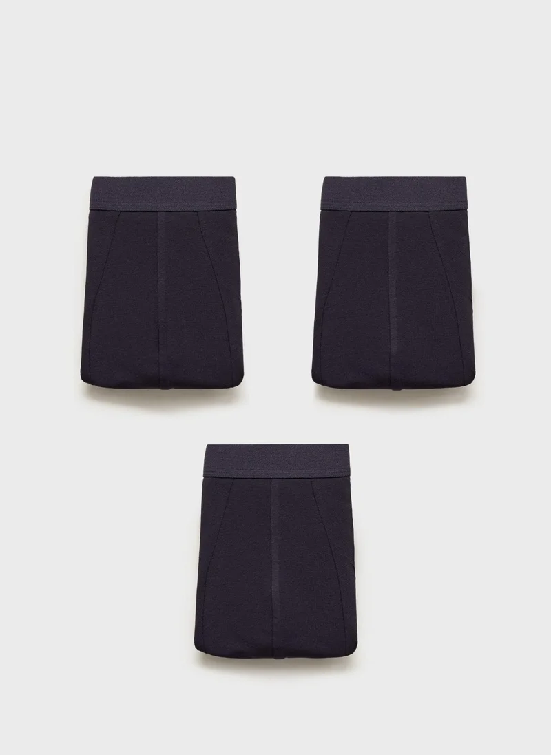 مانجو مان 3-Pack Of Blue Cotton Boxer Shorts