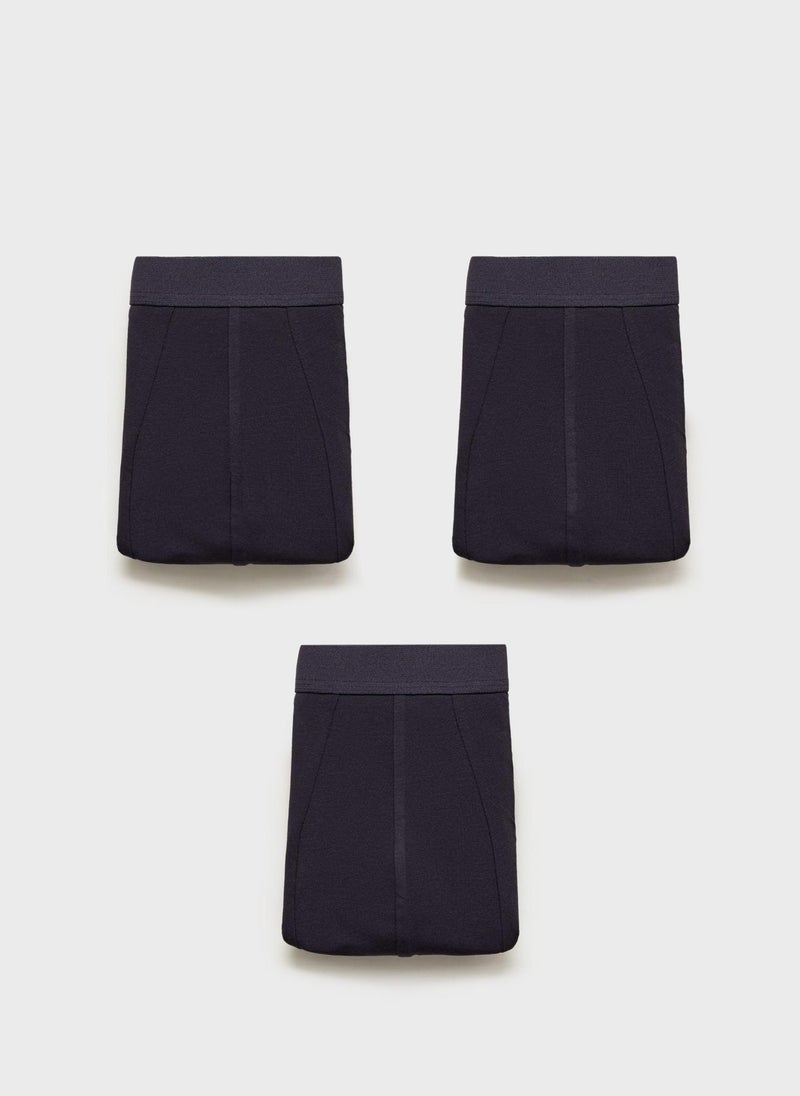 Mango Man 3-Pack Of Blue Cotton Boxer Shorts  - Image 1