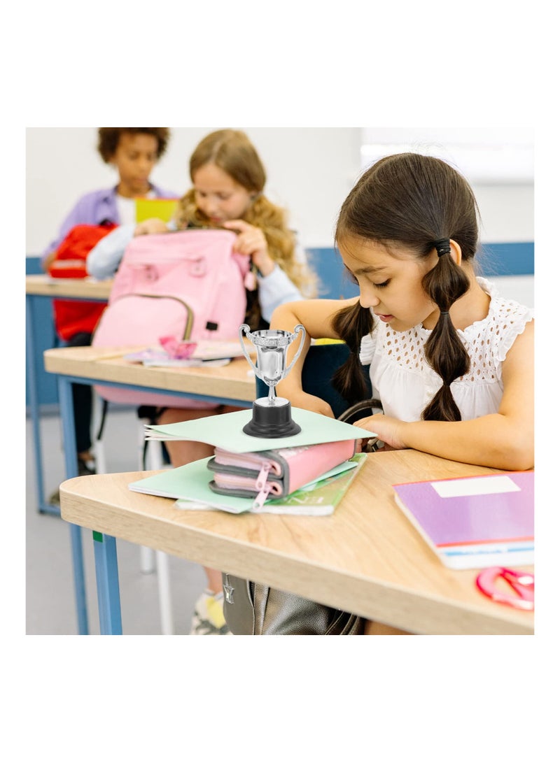 Zikra 10Pcs Kids Plastic Trophies Reward Trophy Cups Mini Gift Award Toys for Award Ceremony Celebrations Corporate Events Carnival Prize Party Favors Silver - Image 4