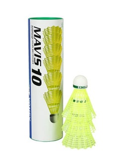 Yonex Mavis 10 Green Cap Slow Badminton Shuttlecock 6 Pack, Yellow  - Image 2