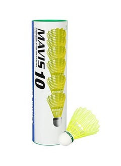 Yonex Mavis 10 Green Cap Slow Badminton Shuttlecock 6 Pack, Yellow  - Image 1