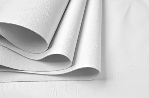 Wento Thick Faux Leather Fabric Soft Skin Grain PU Leather for Furniture Cover Reupholster Sofa Chairs Cushions Vinyl Upholstery 1 Yard White