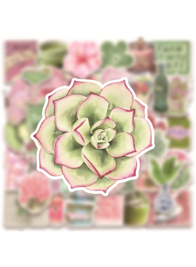 قوس قزح أورينبو 50 قطعة من الملصقات الوردية الخضراء المريمية ملصقات جمالية على شكل فيونكة للبنات ملصقات فينيل مقاومة للماء باللون الوردي والأخضر المريمية للحفلات - Image 5