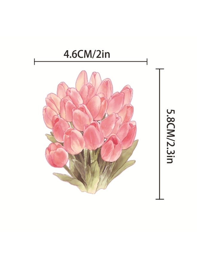 قوس قزح أورينبو 50 قطعة من الملصقات الوردية الخضراء المريمية ملصقات جمالية على شكل فيونكة للبنات ملصقات فينيل مقاومة للماء باللون الوردي والأخضر المريمية للحفلات - Image 4