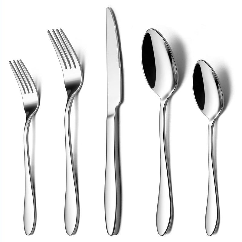 LIANYU 60 Piece Silverware Flatware Set for 12 Stainless Steel Home Kitchen Hotel Restaurant Cutlery Set Eating Utensils Mirror Finished Dishwasher Safe