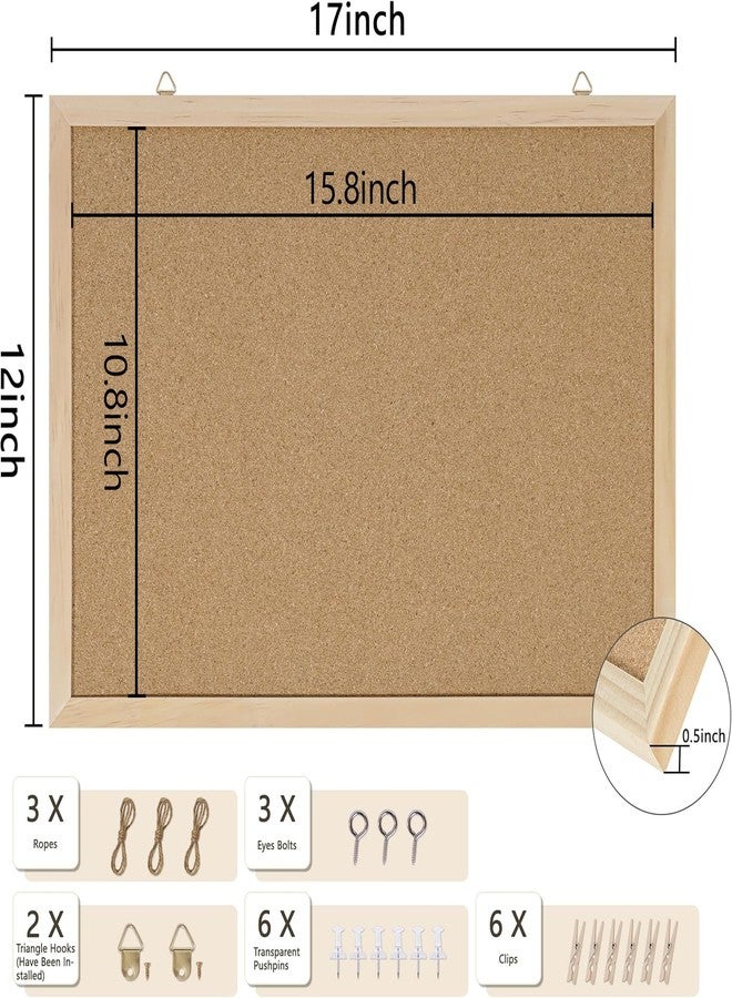 DAHAPYBOO Cork Board Bulletin Board,17"X 12" Cork Board for Office with Pin Oak Wood Boards,Hanging Corkboards for Office Home School Message Board or Vision Board Decoration. - Image 4