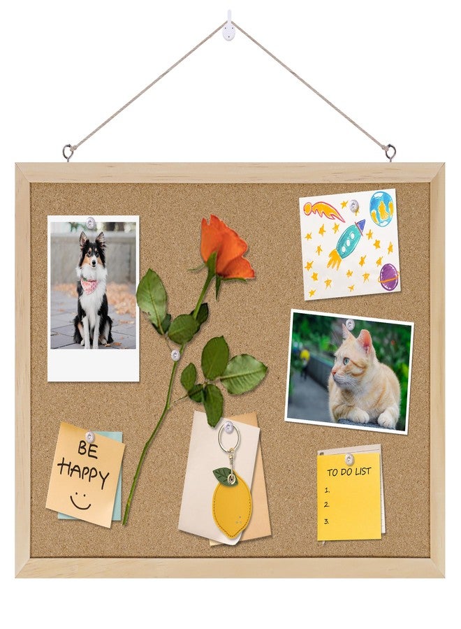 DAHAPYBOO Cork Board Bulletin Board,17"X 12" Cork Board for Office with Pin Oak Wood Boards,Hanging Corkboards for Office Home School Message Board or Vision Board Decoration. - Image 1