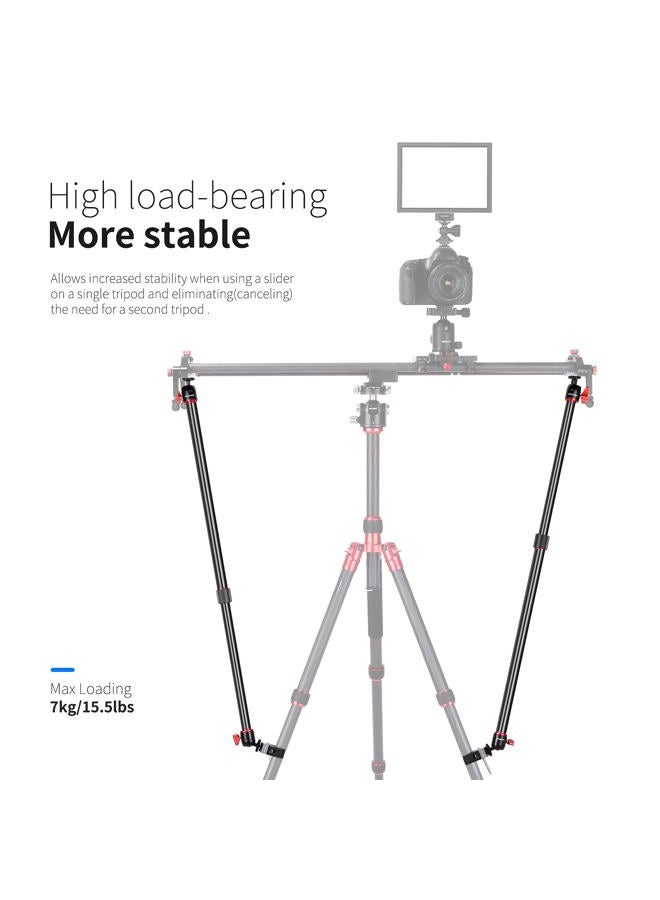 Neewer Camera Slider Support Arm Stabilizer, 2-Pack Adjustable Tripod Stability Arm for Increasing Stability in Aluminum Alloy, Extendable Poles for Camera Video Slider Rail with C Clamps and BallHead - Image 1
