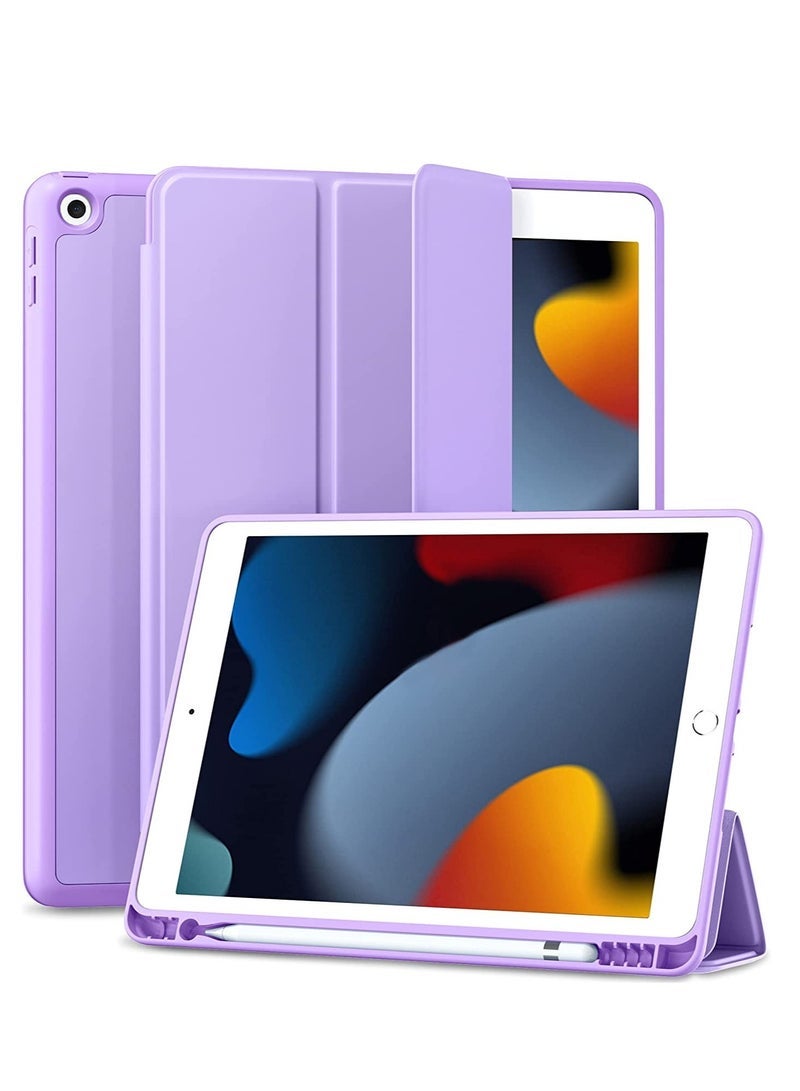 SmartGrist Case for iPad 8th Generation/iPad 10.2 Case 2020, Smart Folio Soft TPU Protective Case Cover with Apple Pencil Holder for iPad 8th/7th Gen, Auto Sleep/Wake, Full Body Protection - Lavender - Image 1